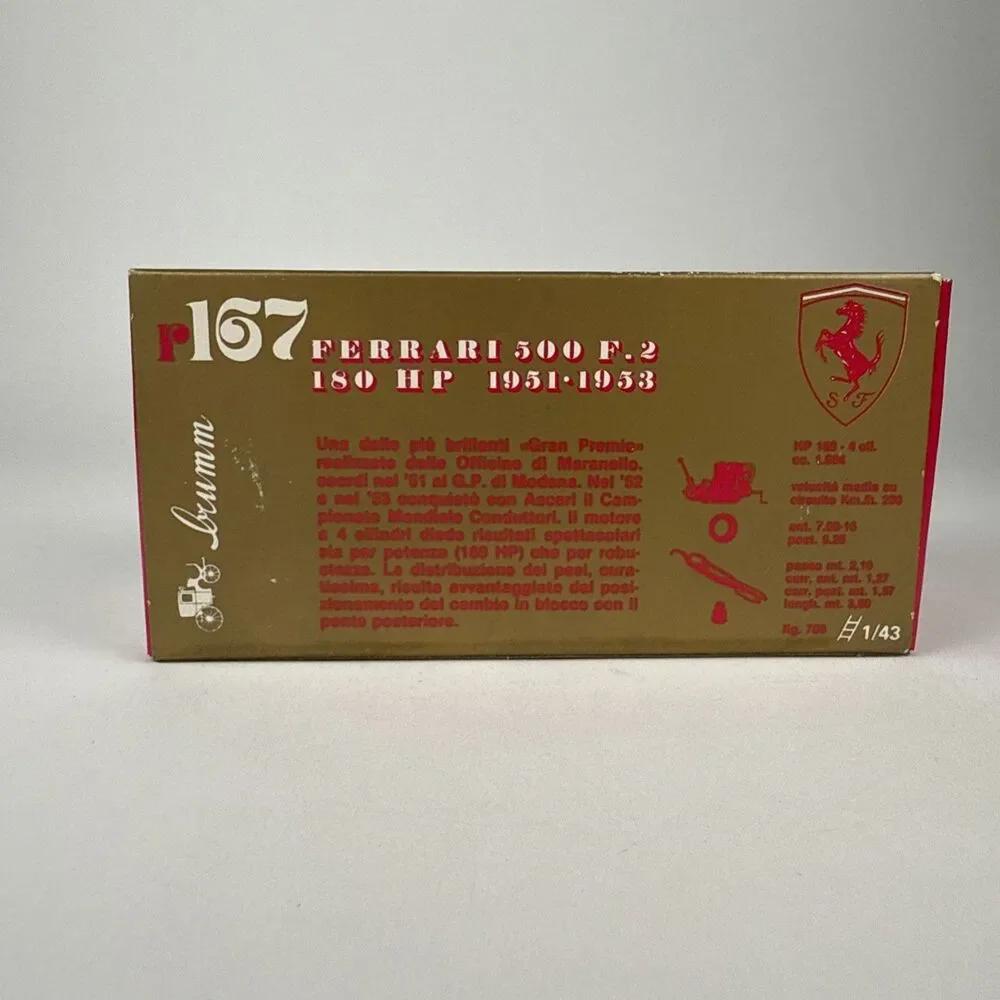 Brumm Models 1:43 Scale R167 - 1951-1953 Ferrari 500 F2 180 HP